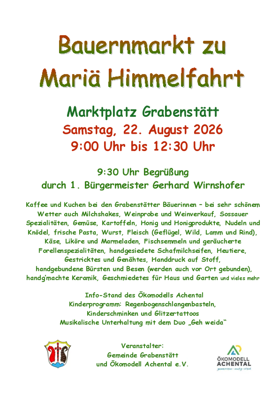 Bauernmarkt zu Mariä Himmelfahrt 2026