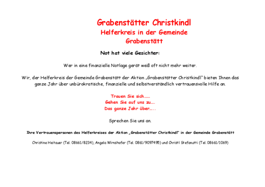 Flyer für Bedürftige